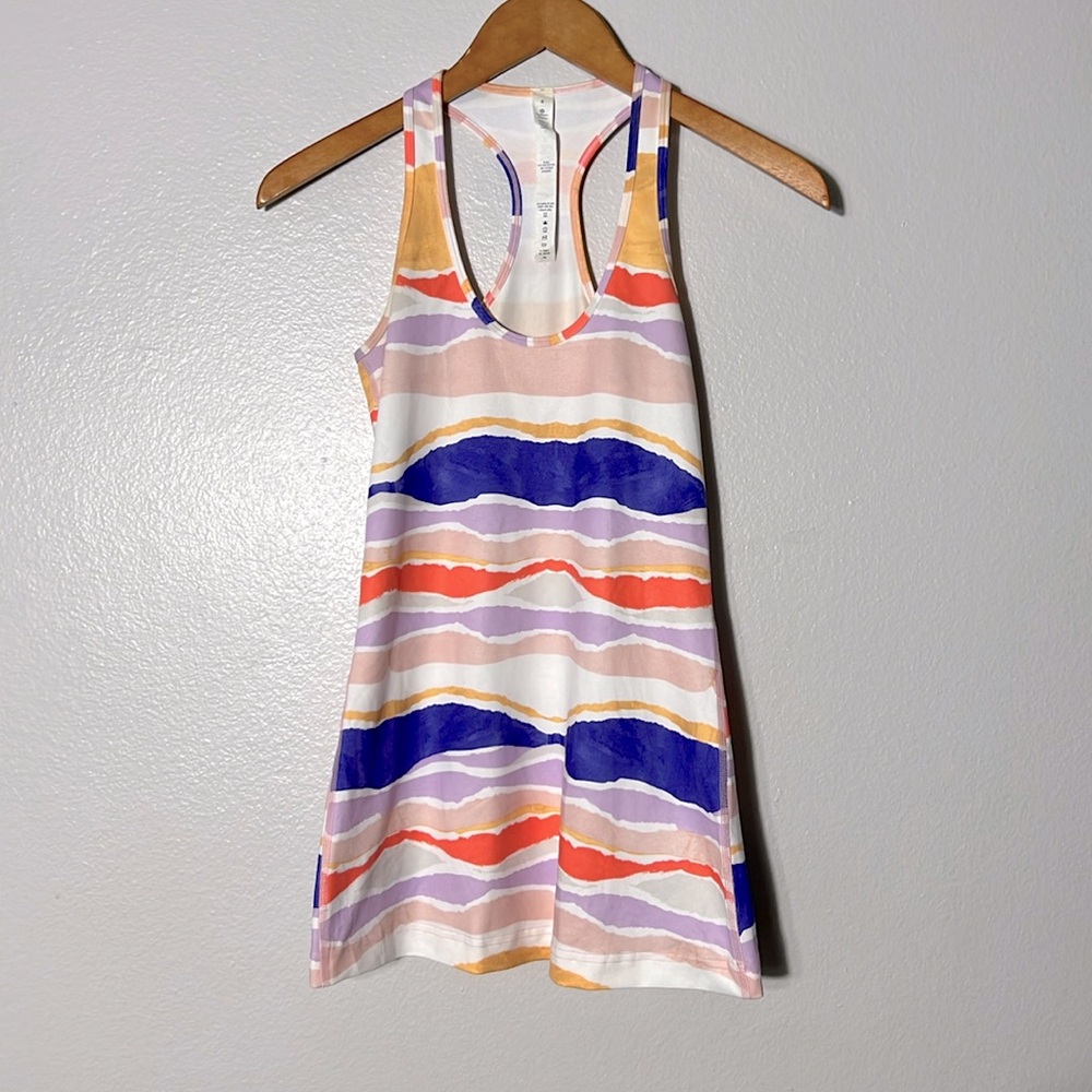 LULULEMON ATHLETICA BEACH STRIPE COOL RACERBACK PURPLE MULTICOLOR WOMEN TANK 4